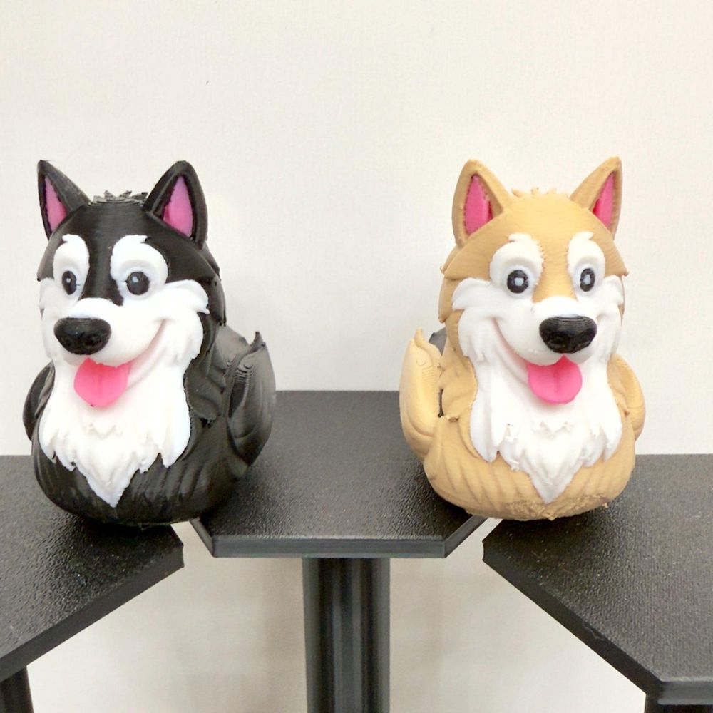 Alaskan Malamute Jeep Duck Figurine, 3D Print, Fluffy Sled Dog